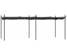 Pergolė su ištraukiamu stogu, antracito spalvos, 589x292x230cm