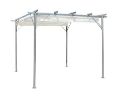 Pergolė su ištraukiamu stogu, kreminė balta, 3x3m, plienas