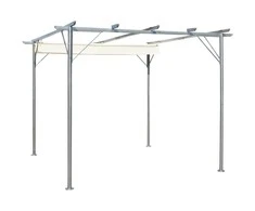 Pergolė su ištraukiamu stogu, kreminė balta, 3x3m, plienas