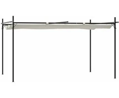 Pergolė su ištraukiamu stogu, kreminės spalvos, 395x292x230cm