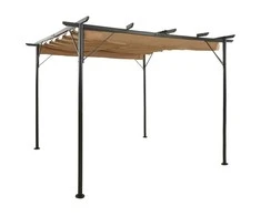 Pergolė su įtraukiamu stogu, taupe spalvos, 3x3m, plienas