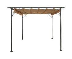 Pergolė su įtraukiamu stogu, taupe spalvos, 3x3m, plienas