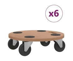 Platforminiai vežimėliai, 6vnt., apdirbta mediena, apskriti