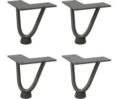 Kavos staliuko kojelės, 4 vnt., antracito spalvos, 10 cm, plienas, segtukai