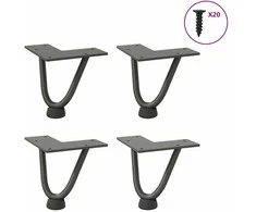 Kavos staliuko kojelės, 4 vnt., antracito spalvos, 10 cm, plienas, segtukai
