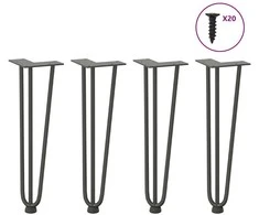 Kavos staliuko kojelės, 4 vnt., antracito spalvos, 42 cm, plienas, segtukai