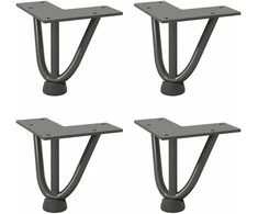 Kavos staliuko kojelės, 4 vnt., antracito spalvos, 10 cm, plienas, segtukai