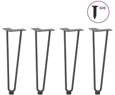 Kavos staliuko kojelės, 4 vnt., antracito spalvos, 42 cm, plienas, segtukai