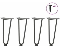 Kavos staliuko kojelės, 4 vnt., antracito spalvos, 30 cm, plienas, segtukai