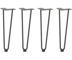 Kavos staliuko kojelės, 4 vnt., antracito spalvos, 42 cm, plienas, segtukai