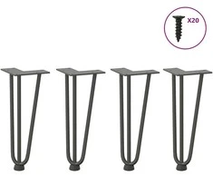 Kavos staliuko kojelės, 4 vnt., antracito spalvos, 30 cm, plienas, segtukai