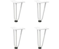 Kavos staliuko kojelės, 4 vnt., baltos, 20 cm, plienas, segtukai