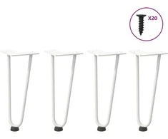Kavos staliuko kojelės, 4 vnt., baltos, 30 cm, plienas, segtukai