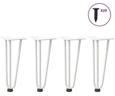 Kavos staliuko kojelės, 4 vnt., baltos, 30 cm, plienas, segtukai
