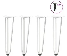 Kavos staliuko kojelės, 4 vnt., baltos, 42 cm, plienas, segtukai