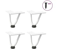 Kavos staliuko kojelės, 4 vnt., baltos, 10 cm, plienas, segtukai