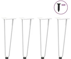Kavos staliuko kojelės, 4 vnt., baltos, 42 cm, plienas, segtukai