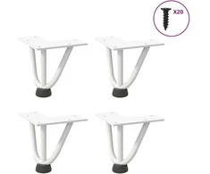 Kavos staliuko kojelės, 4 vnt., baltos, 10 cm, plienas, segtukai