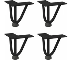 Kavos staliuko kojelės, 4 vnt., juodos, 10 cm, plienas, segtukai