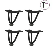 Kavos staliuko kojelės, 4 vnt., juodos, 10 cm, plienas, segtukai