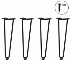 Kavos staliuko kojelės, 4 vnt., juodos, 42 cm, plienas, segtukai