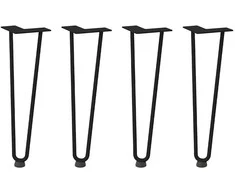 Kavos staliuko kojelės, 4 vnt., juodos, 42 cm, plienas, segtukai