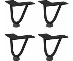 Kavos staliuko kojelės, 4 vnt., juodos, 10 cm, plienas, segtukai