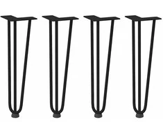 Kavos staliuko kojelės, 4 vnt., juodos, 42 cm, plienas, segtukai