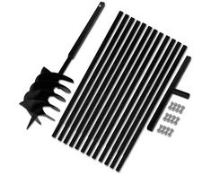 Plieninis 20 cm Žemės Grąžtas su Rankena ir Ilgintuvais, 13 m