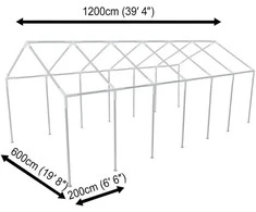 Plieno rėmas, 12 x 6 m, vakarėlių palapinei