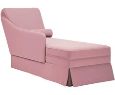 Poilsio gultas su pagalve/porankiu dešinėje, rožinė, aksomas