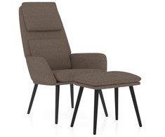 Fotelis Poilsio kėdė su taburete, taupe spalvos, audinys