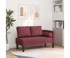 Poilsio sofa su ilga pagalve, raudonojo vyno spalvos, audinys