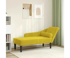 Poilsio sofa su pagalvėlėmis, geltonos spalvos, aksomas
