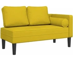 Poilsio sofa su pagalvėlėmis, geltonos spalvos, aksomas