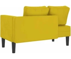Poilsio sofa su pagalvėlėmis, geltonos spalvos, aksomas