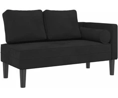 Poilsio sofa su pagalvėlėmis, juodos spalvos, aksomas