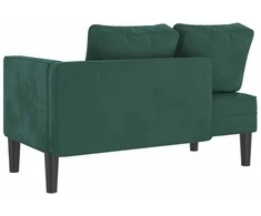 Poilsio sofa su pagalvėlėmis, tamsiai žalios spalvos, aksomas