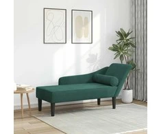 Poilsio sofa su pagalvėlėmis, tamsiai žalios spalvos, aksomas