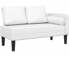 Poilsio sofa su pagalvėmis, balta, dirbtinė oda