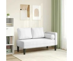 Poilsio sofa su pagalvėmis, balta, dirbtinė oda