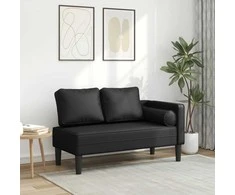 Poilsio sofa su pagalvėmis, juoda, dirbtinė oda