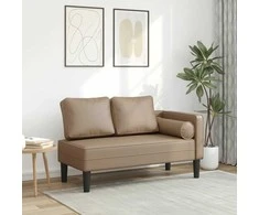 Poilsio sofa su pagalvėmis, kapučino, dirbtinė oda