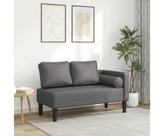 Poilsio sofa su pagalvėmis, pilka, dirbtinė oda