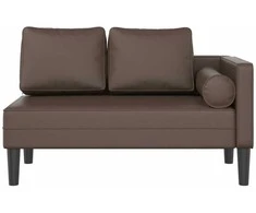 Poilsio sofa su pagalvėmis, ruda, dirbtinė oda