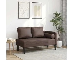 Poilsio sofa su pagalvėmis, ruda, dirbtinė oda