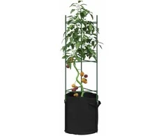 Pomidorų narvai su augalų maišeliais, 4vnt., 116cm, plienas/PP