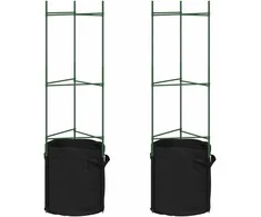 Pomidorų narvas su augalų maišeliu, 2vnt., 116cm, plienas ir PP