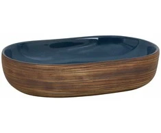 Praustuvas, rudas ir mėlynas, 59x40x14cm, keramika, ovalus