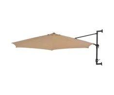 Prie sienos montuojamas skėtis su stulpu, taupe, 300cm